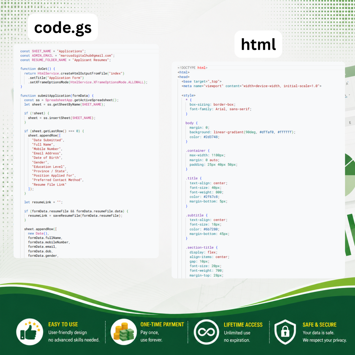 Automated Recruitment & Application Form System | Google Sheets Web App
