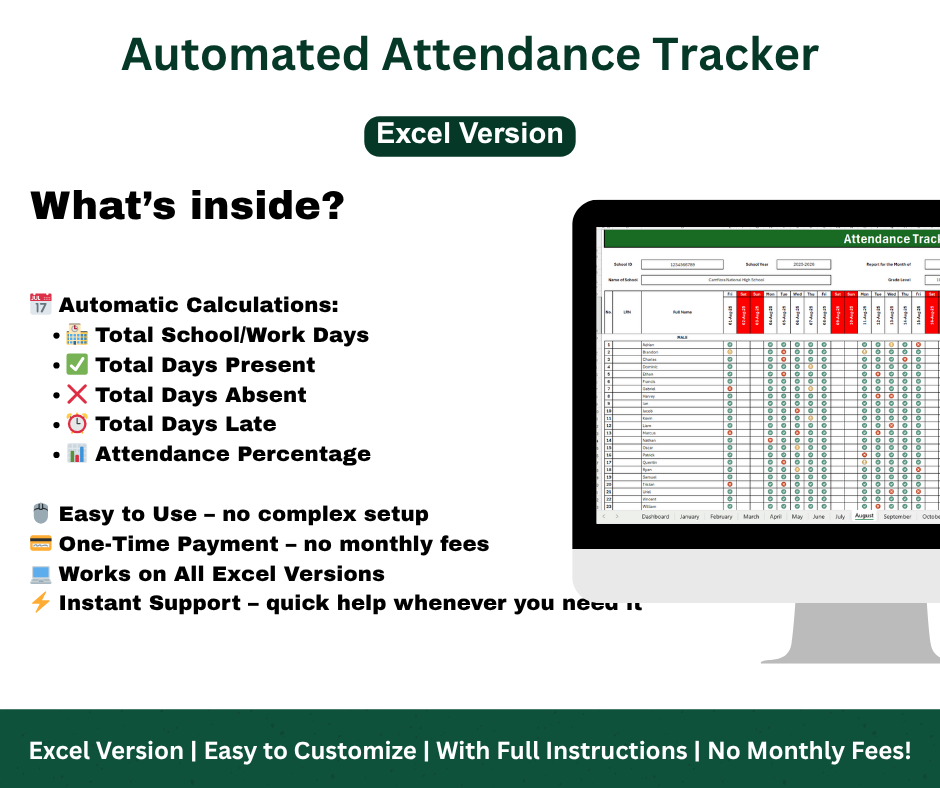Automated Attendance Tracker (Excel Template)