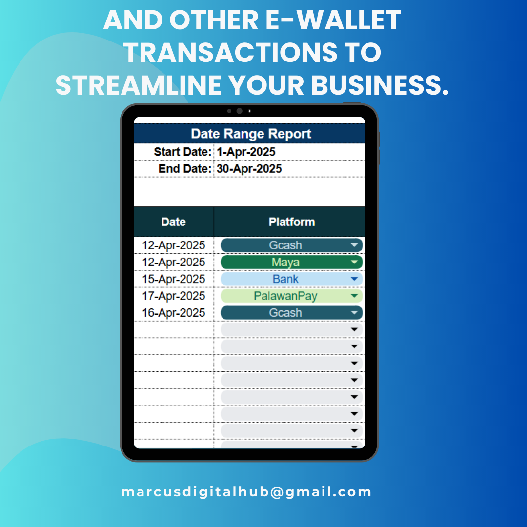 Remittance Tracker Google Sheets Template | GCash, PayMaya, PalawanPay, Banks