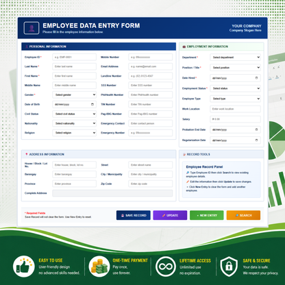 Employee Management System with Data Entry Form & Masterlist