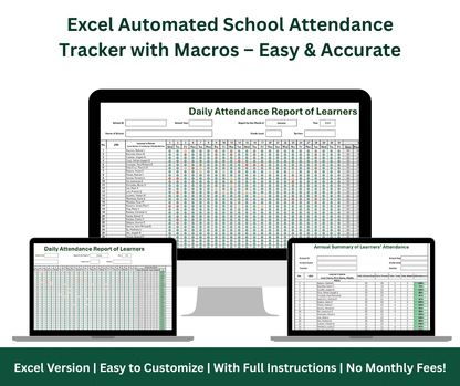 Student Attendance Tracker with Macros - Excel Template