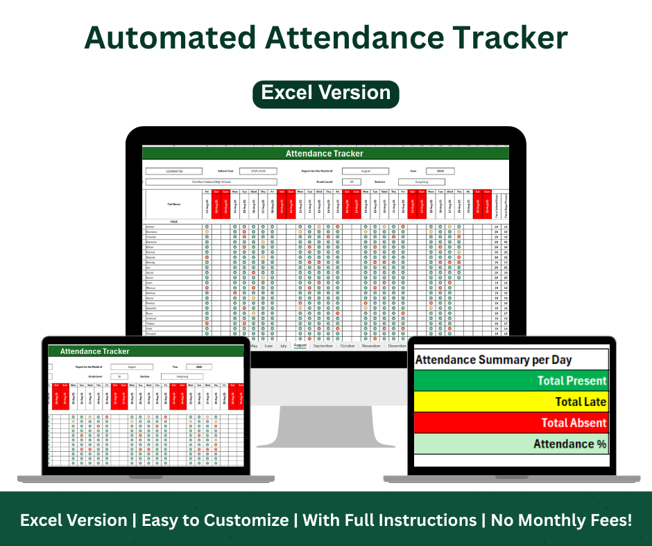 SF2 Student Daily Attendance Monitoring – Excel Template (Compatible with All Excel Versions)