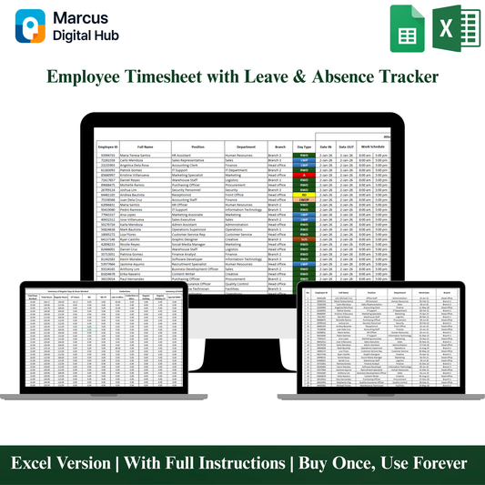 All-in-One Employee Timesheet - Excel Template