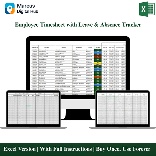 All-in-One Employee Timesheet - Excel Template