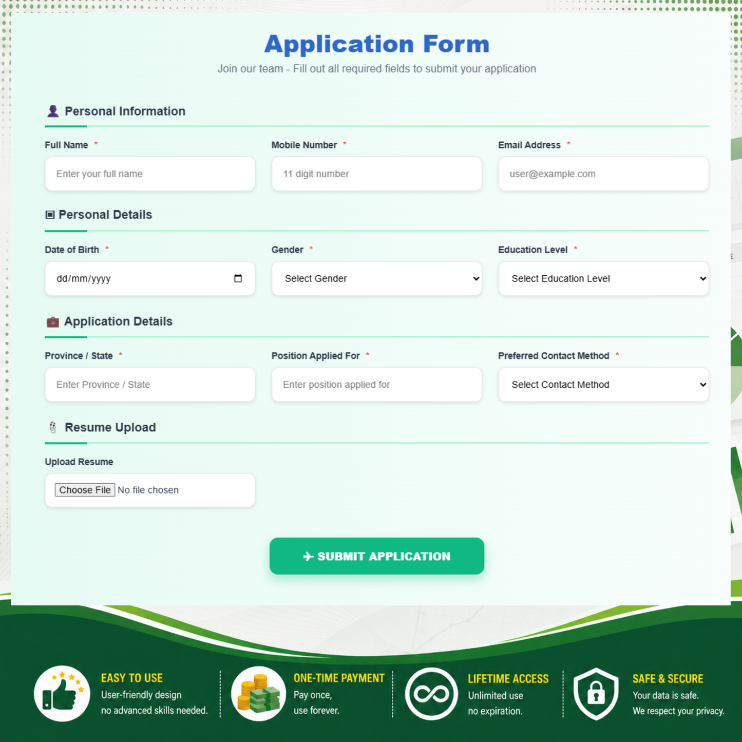 Automated Recruitment & Application Form System | Google Sheets Web App