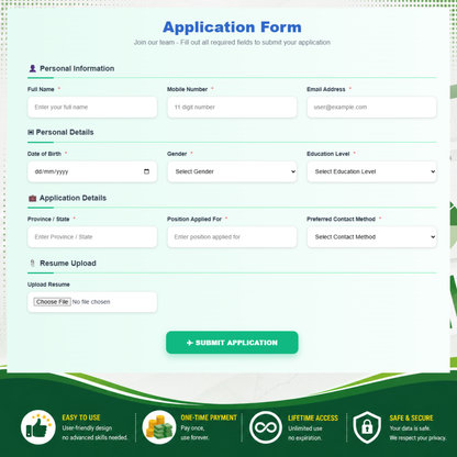 Automated Recruitment & Application Form System | Google Sheets Web App