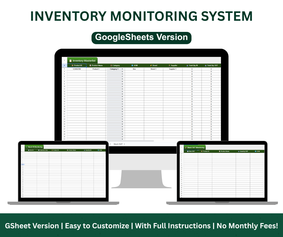 Inventory Monitoring System – Smart, Simple, and Fully Automated - Google Sheets Template