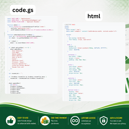 Automated Recruitment & Application Form System | Google Sheets Web App