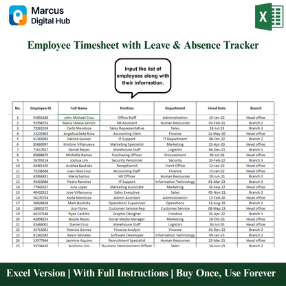 All-in-One Employee Timesheet - Excel Template