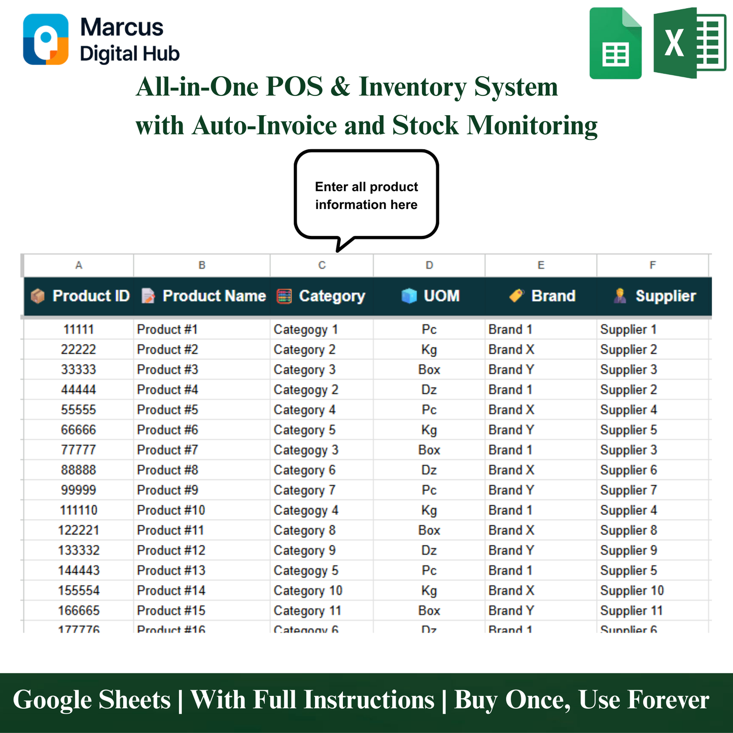 All-in-One POS & Inventory System with Auto-Invoice and Stock Monitoring - Google Sheets Template