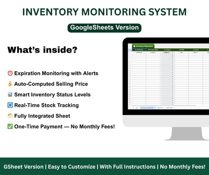 Inventory Monitoring System – Smart, Simple, and Fully Automated - Google Sheets Template