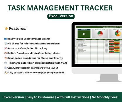 Task Management Tracker - Excel Template