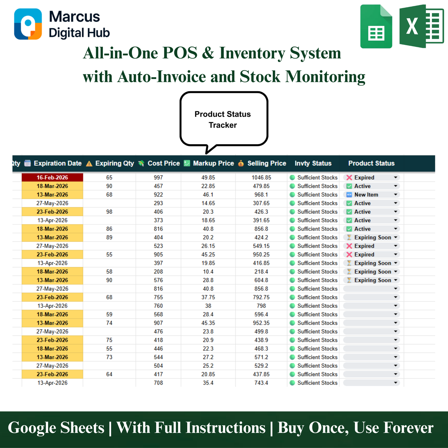 All-in-One POS & Inventory System with Auto-Invoice and Stock Monitoring - Google Sheets Template