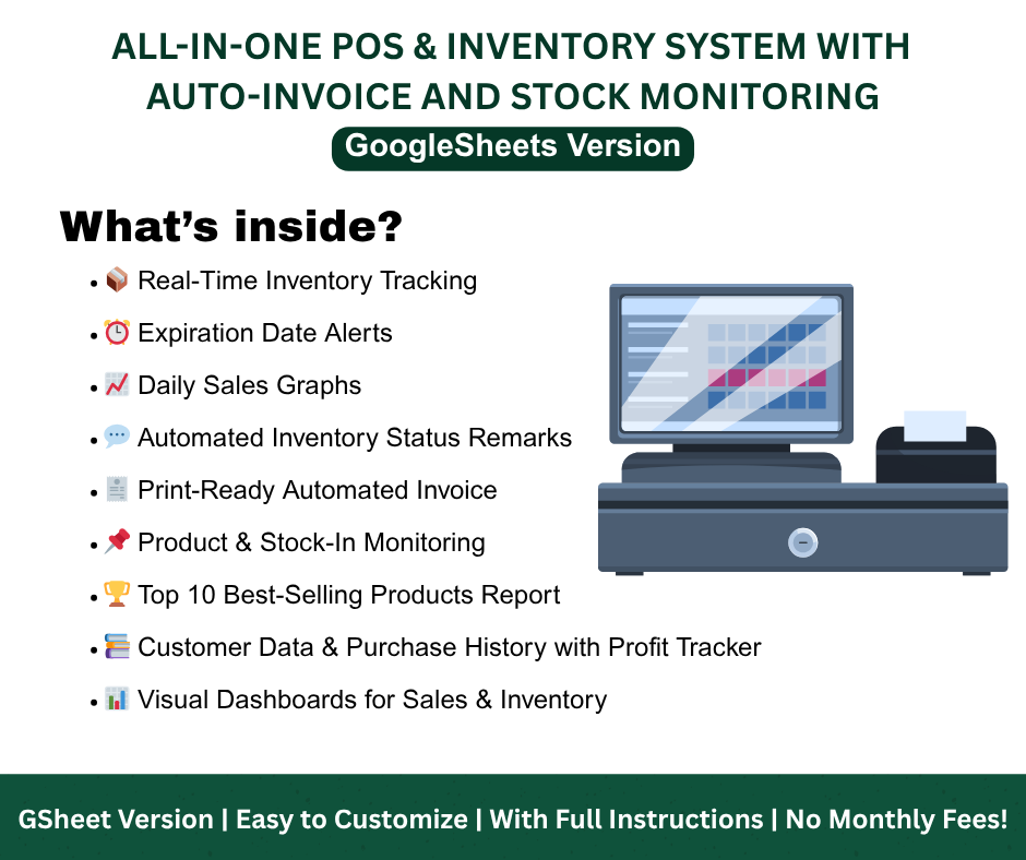 All-in-One POS & Inventory System with Auto-Invoice and Stock Monitoring - Google Sheets Template