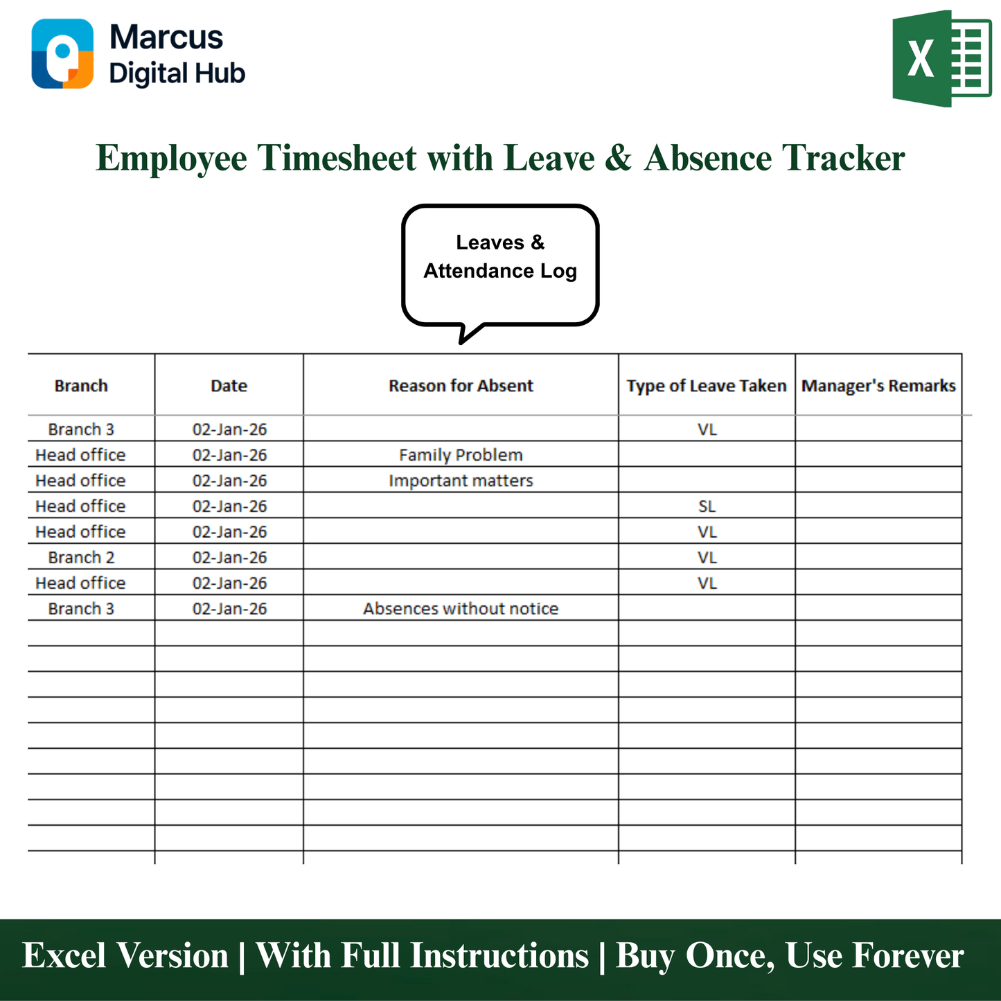 All-in-One Employee Timesheet - Excel Template