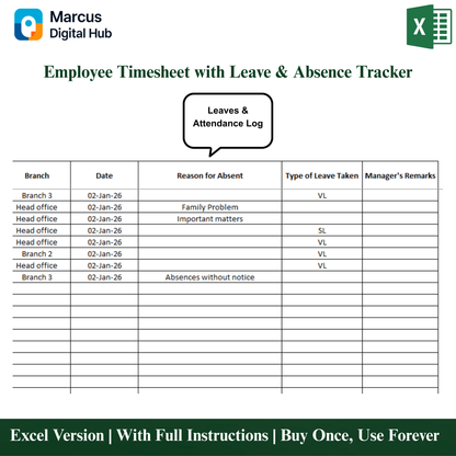 All-in-One Employee Timesheet - Excel Template