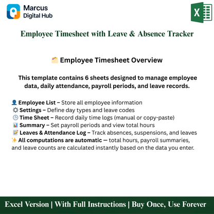 All-in-One Employee Timesheet - Excel Template