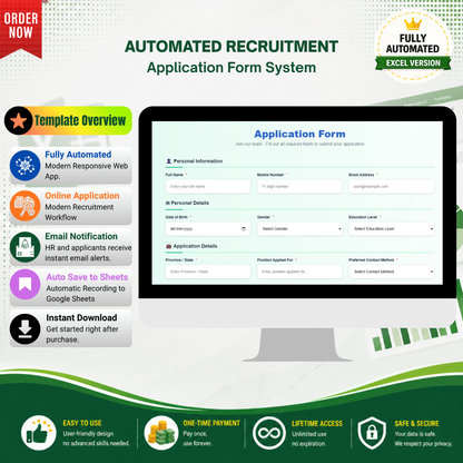 Automated Recruitment & Application Form System | Google Sheets Web App