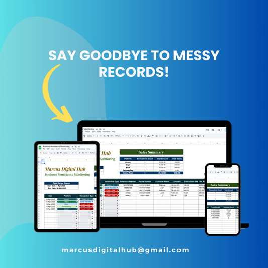 Remittance Tracker Google Sheets Template | GCash, PayMaya, PalawanPay, Banks