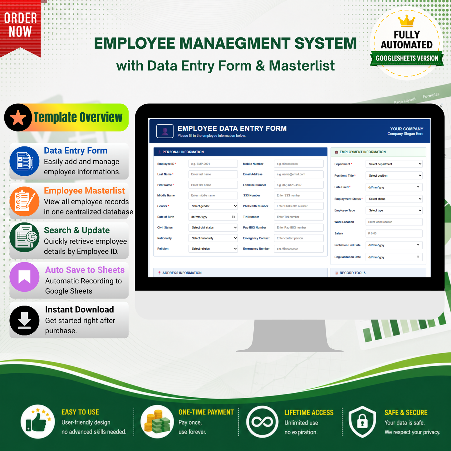 Employee Management System with Data Entry Form & Masterlist