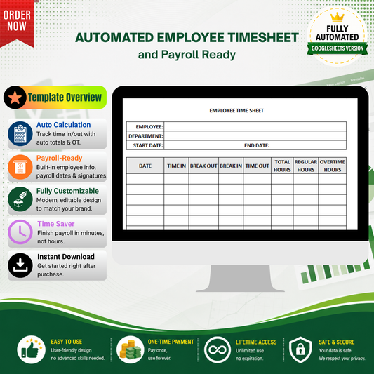 Automatic Employee Timesheet – Excel Template