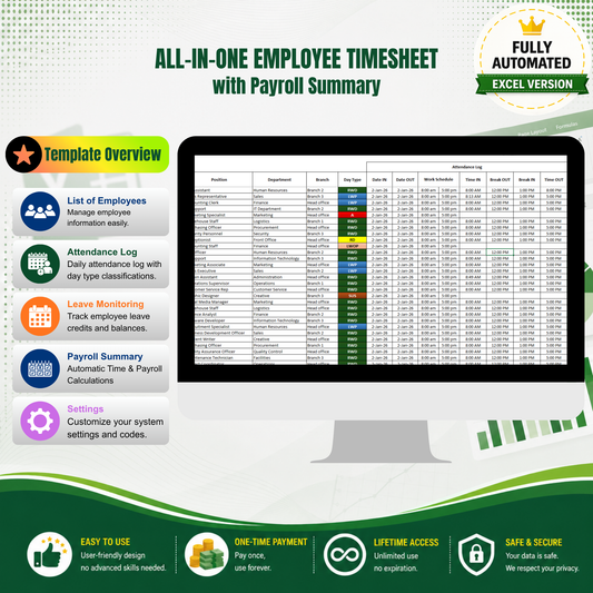 All-in-One Employee Timesheet - Excel Template