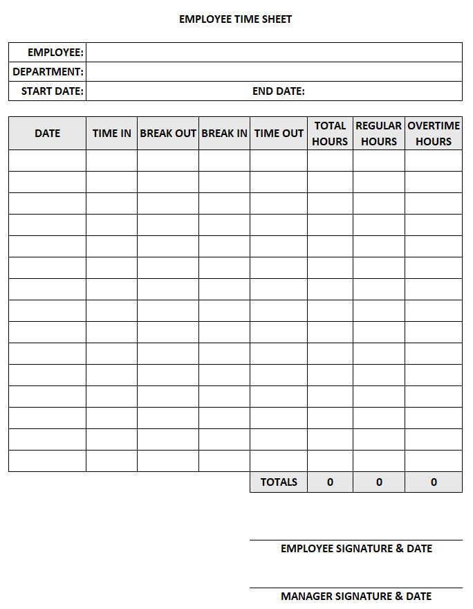 Automatic Employee Timesheet – Excel Template
