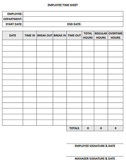 Automatic Employee Timesheet – Excel Template